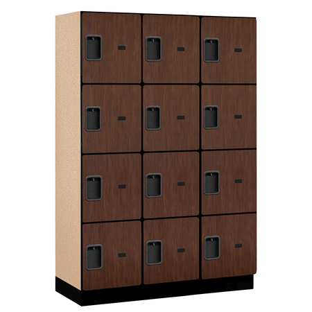 SALSBURY INDUSTRIES 4 Tier Designer Locker, 54"Wx76"Hx18"D, 12 Door, Mahogany 18-24368MAH